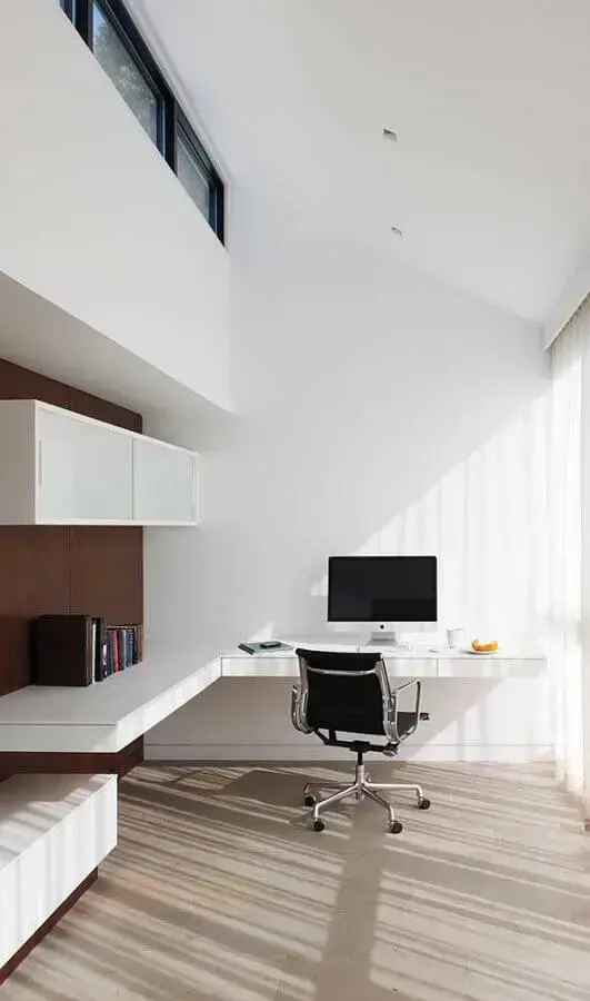 Decoração minimalista com escrivaninha para home office planejado Foto Diulie Ferreira