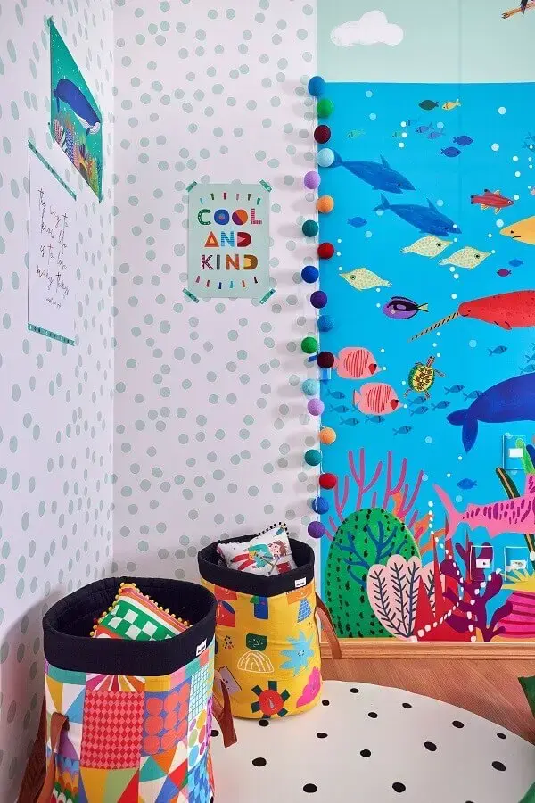 Decoração temática para quarto infantil fundo do mar Foto Marcos Fertonani para MOOUI