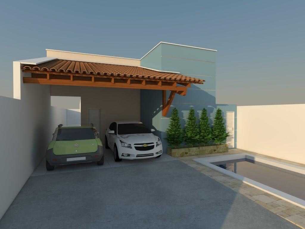 Modelos de garagem com cobertura de madeira a telhas