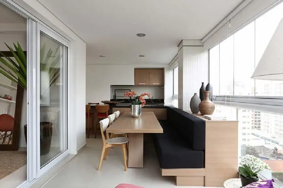 Móveis planejados para decoração de apartamento com varanda gourmet e churrasqueira Foto Residenziale - Ambientes Planejados