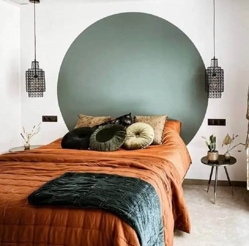 Roupa de cama cor caramelo para decoração de quarto de casal simples Foto Pinterest