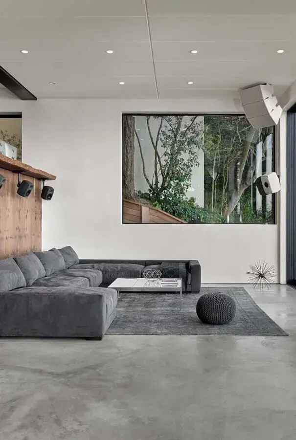 Sofá modular para decoração de decoração sala cinza e branco moderna  Foto Ideias Decor