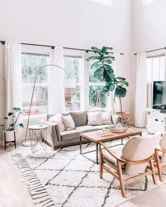 Tapete de lã estilo escandinavo para sala de estar moderna