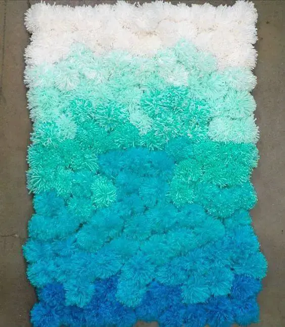 Tapete de lã para quarto em tons de azul