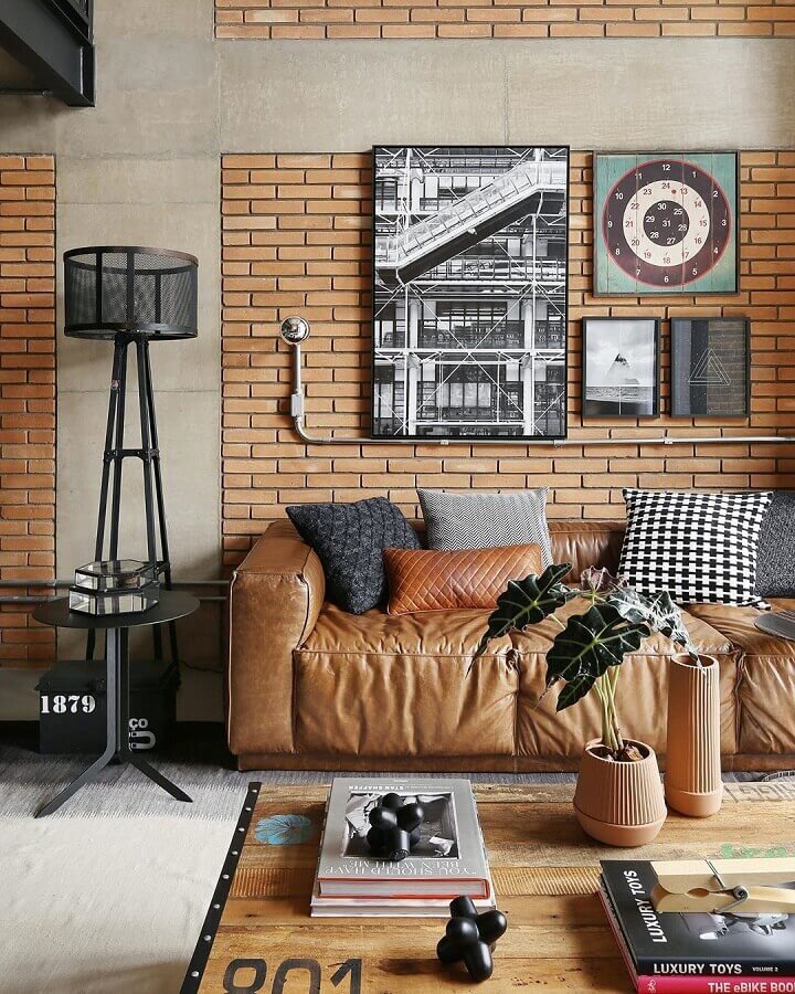 Tipos de sofas de couro para decoracao de sala com estilo industrial Foto Futurist Architecture