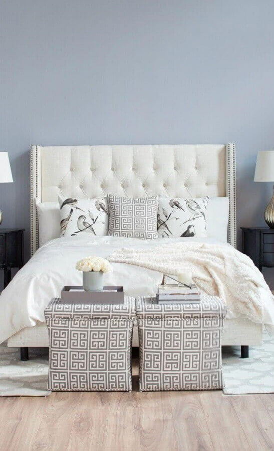 Cabeceira de camas box casal capitonê para quarto com decoração clássica Foto Decor Fácil