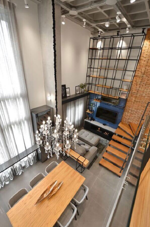 Decoração estilo industrial para sala de estar e jantar integradas modernas Foto StudioColnaghi Arquitetura