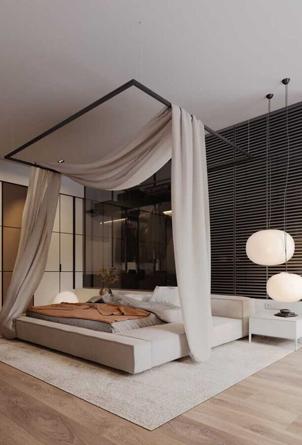 Decoração moderna para quarto de casal com dossel de teto  Foto Futurist Architecture