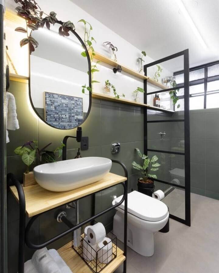 Plantas para decoração de banheiro bonito estilo industrial Foto Matheus Ilt