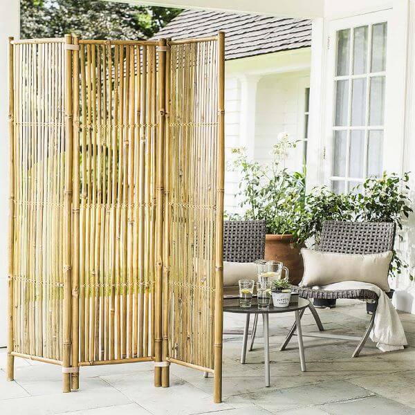 Biombo decorativo de bambu para área externa