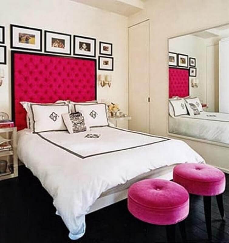 Cabeceira capitonê rosa pink para decoração de quarto de casal Foto Ideas House Generation