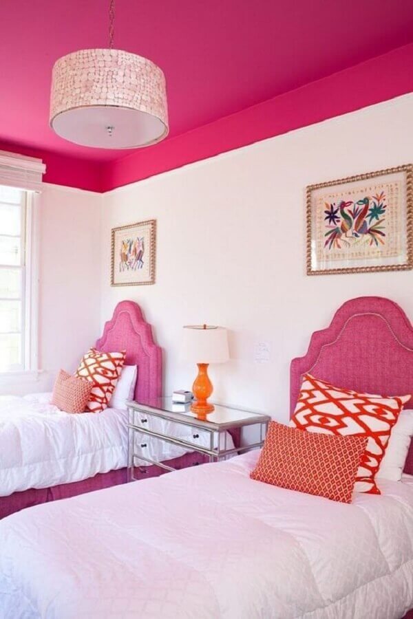 Cabeceira solteiro rosa para decoração de quarto compartilhado Foto Dicas de Mulher