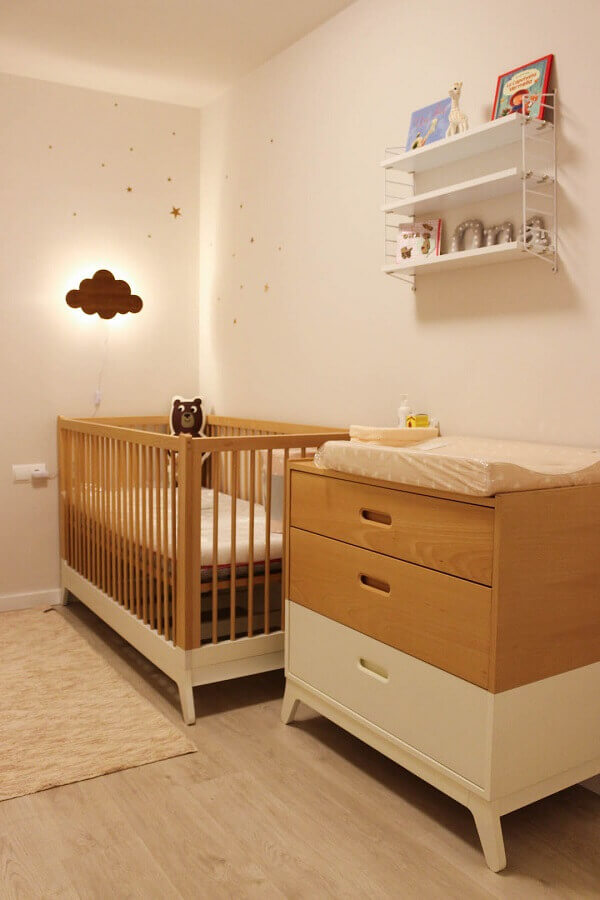 Cômoda gaveteiro para quarto de bebê decorado em cores neutras Foto Móveis Henn