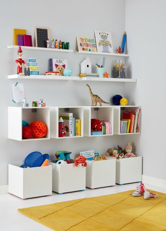Estante organizadora para brinquedos infantis com estante e nichos