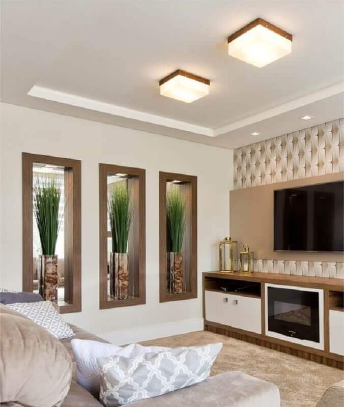  Ideia de iluminação para sala de estar decorada em cores neutras Foto Accord Iluminacao