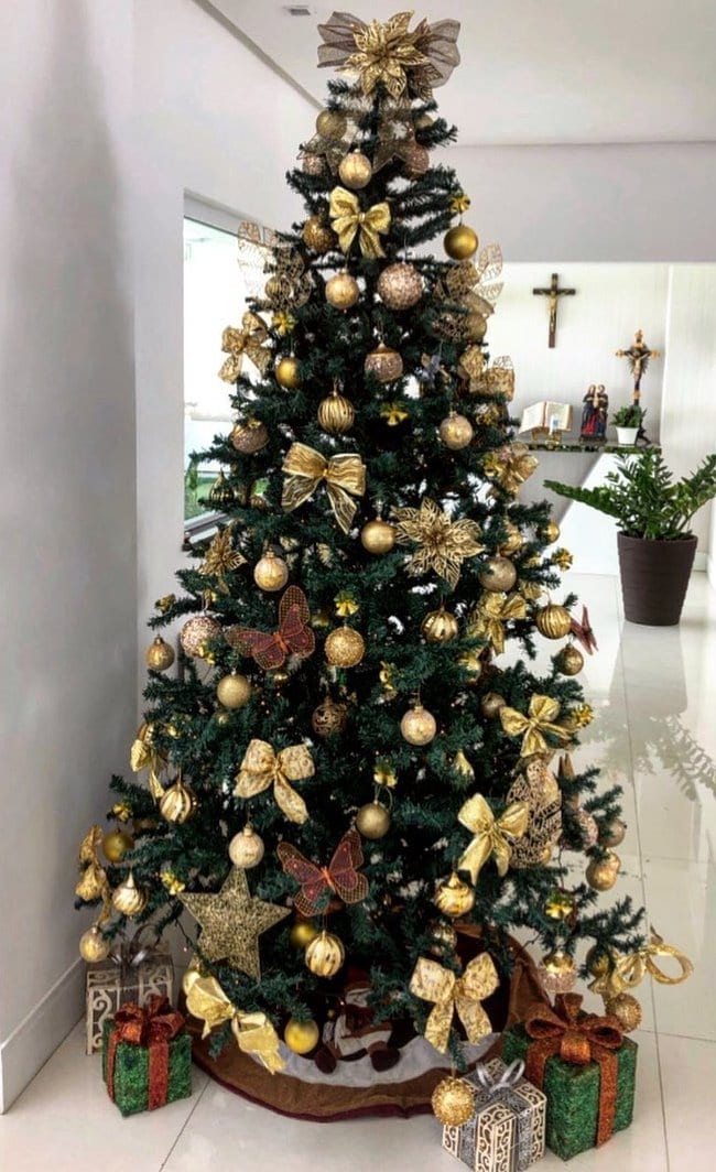 Laços para árvore de natal dourado para sala moderna