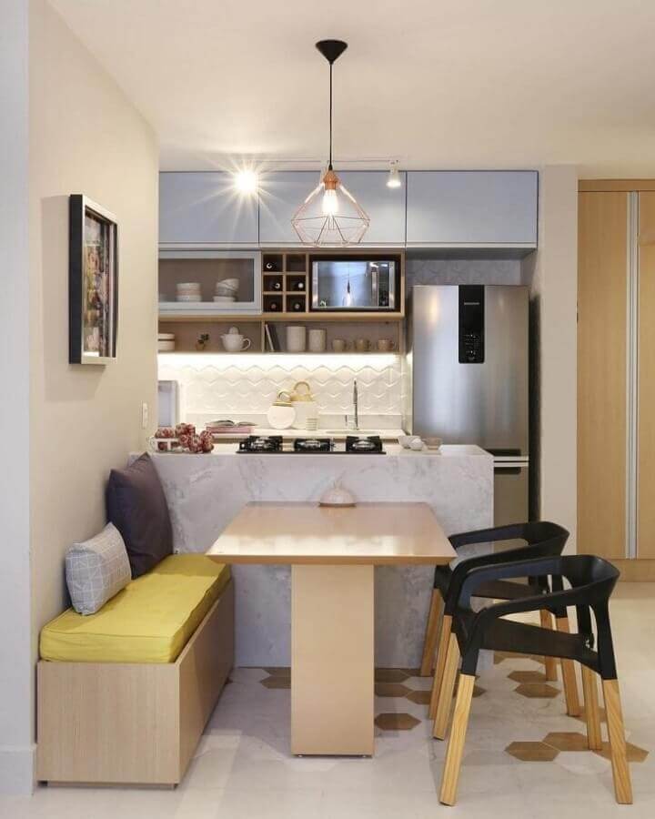 Cadeira moderna para decoração de cozinha conjugada com sala de jantar pequena Foto Bianchi e Lima