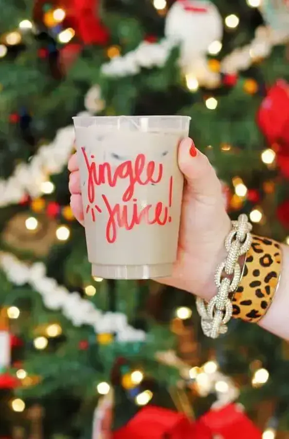 Decoração de festa de Natal com copos personalizados Foto Decor Fácil