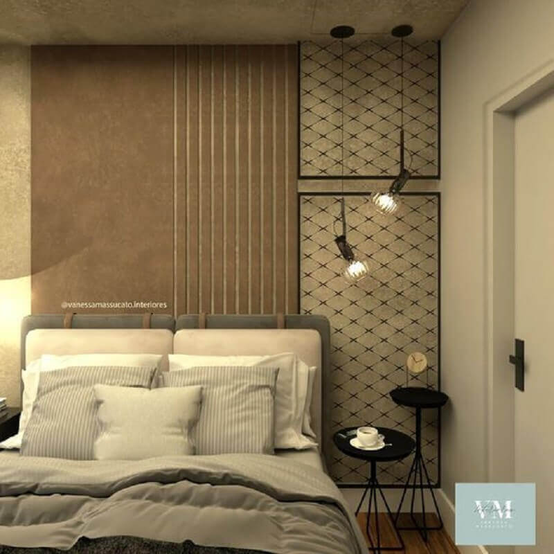  Decoração de quarto moderno na cor de camurça Foto Vanessa Massucato Interiores