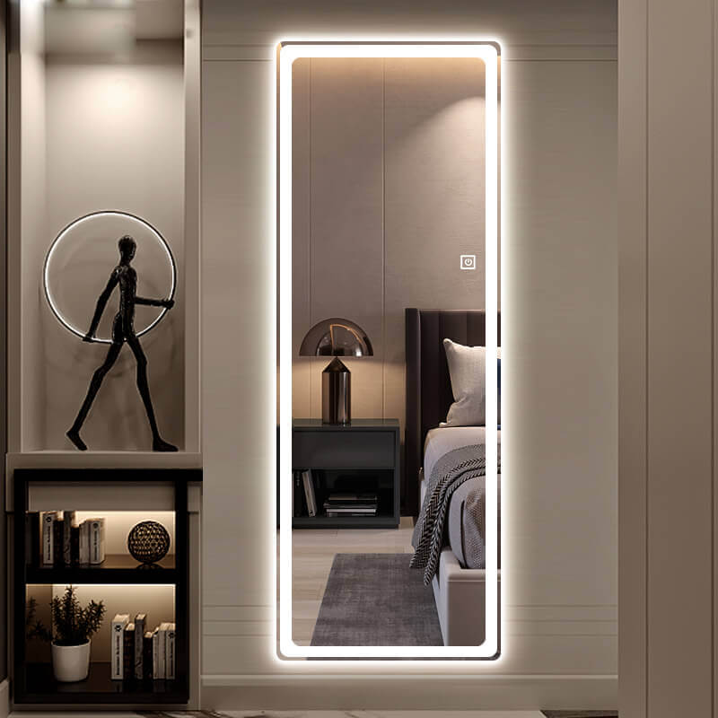 Espelho de corpo inteiro com LED para decoração de quarto moderno Foto Lazada
