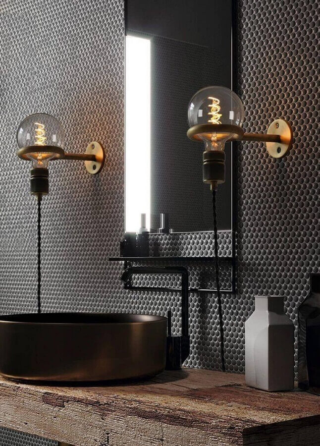 Luminária de parede para decoração de banheiro industrial moderno Foto Tudo & Co