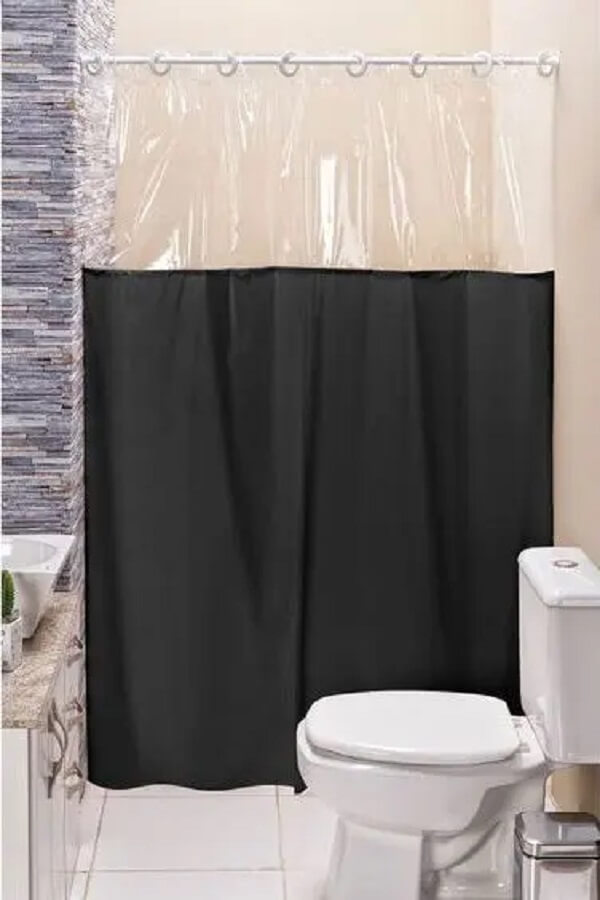 Mescle diferentes materiais na cortina de box para banheiro. Fonte: Mobly