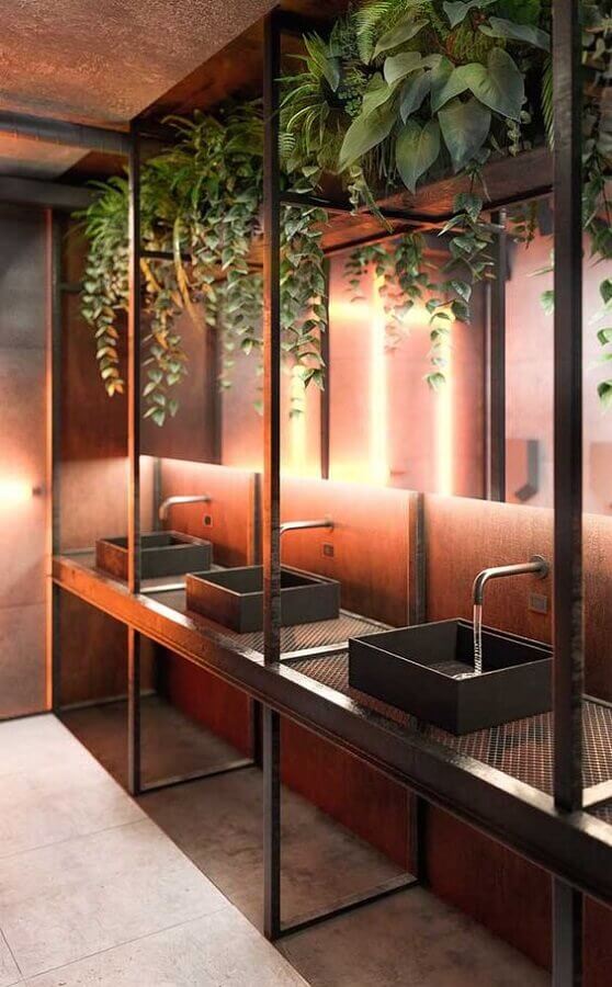 Vasos de plantas para decoração de banheiro estilo industrial Foto Decor Fácil