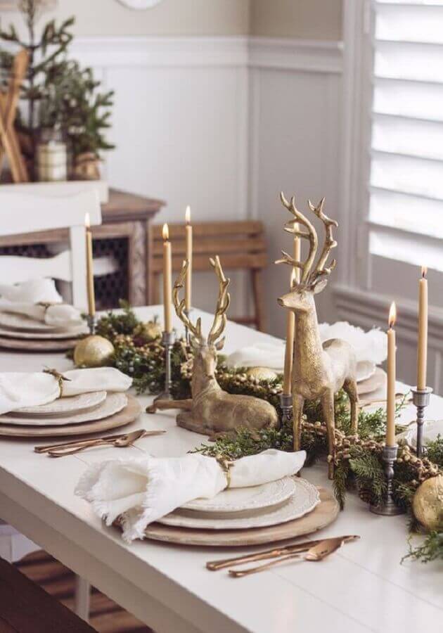 Velas e renas decorativas para mesa de ano novo Foto Sweet Rose and Wren