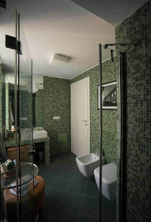 Decoração de banheiro verde com pastilha Foto Decor Fácil