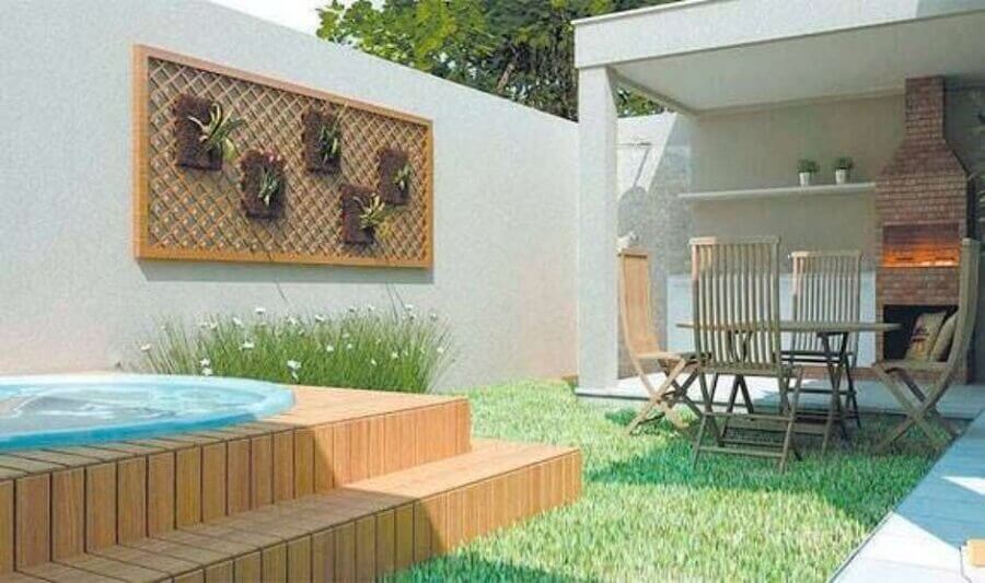 Decoração de espaço gourmet pequeno com piscina e jardim Foto Decoração e Arte