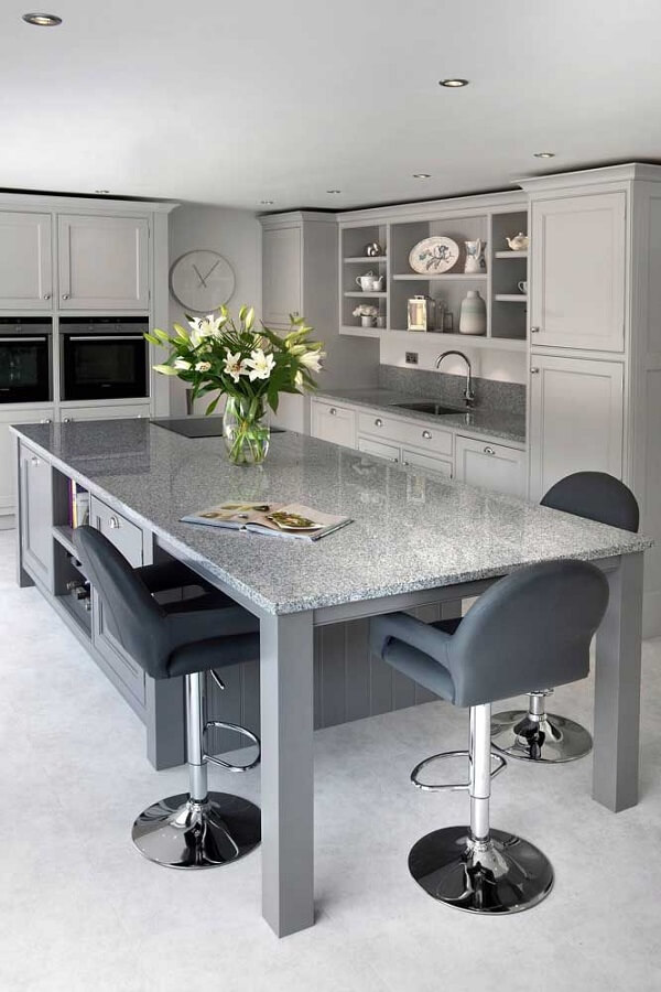 Mesa para cozinha de granito cinza azulado