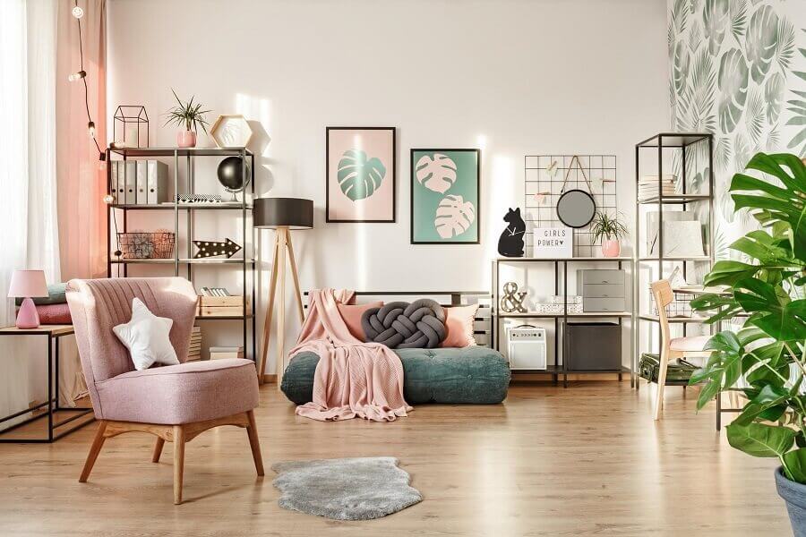 Decoração em cores claras para sala de estar Foto habitíssimo