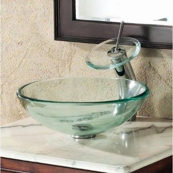 Torneira de vidro cascata com cuba de vidro