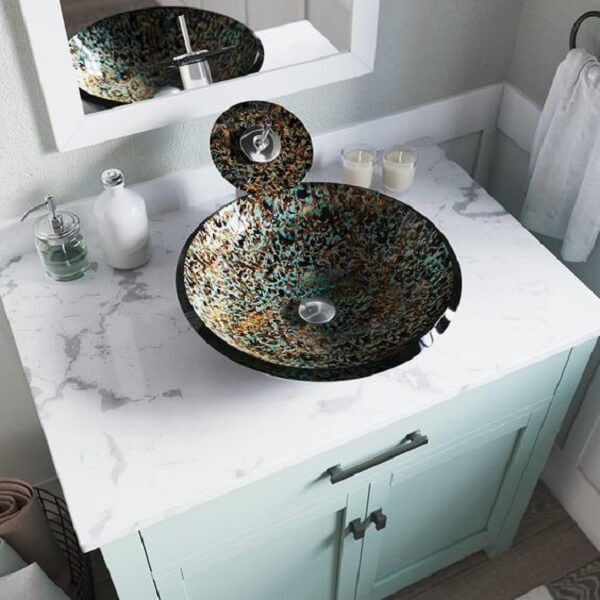 Torneira de vidro colorido para banheiro moderno