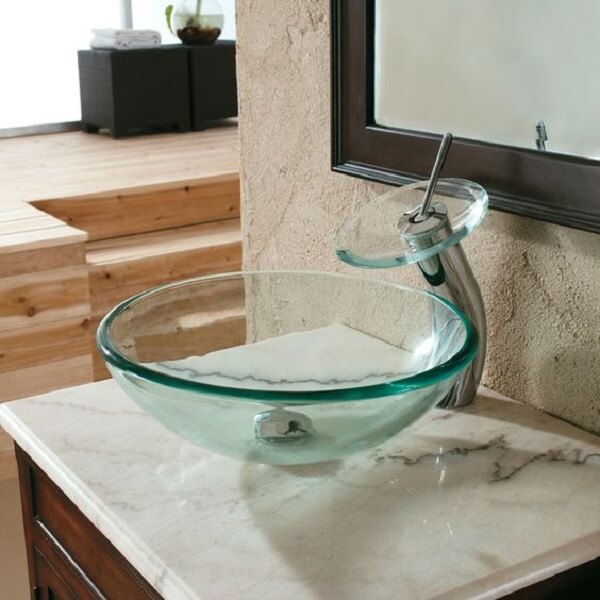 Torneira de vidro com cuba de vidro para lavabo