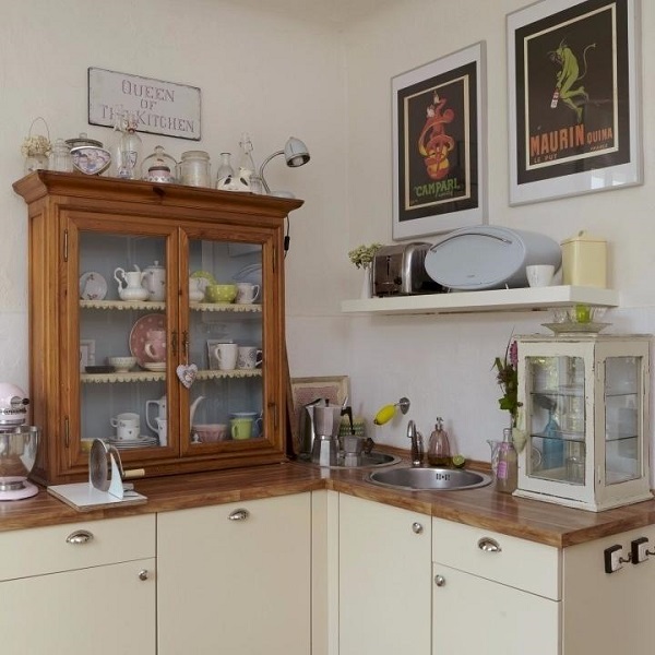 Armário de cozinha com cristaleira rustica