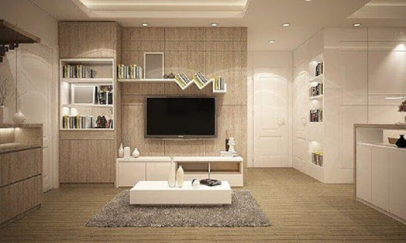 Decoração de apartamento em cores claras com ambientes integrados Foto Pixabay