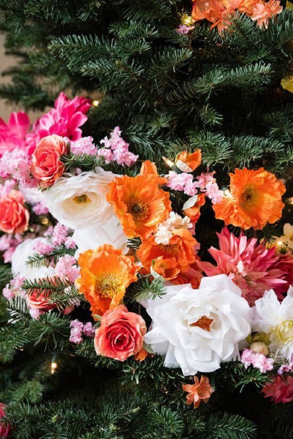 Flores para arvore de natal colorida