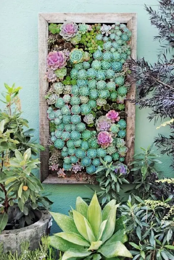 O jardim vertical de suculentas para varanda transforma a decoração do espaço. Fonte: Dalla Vita