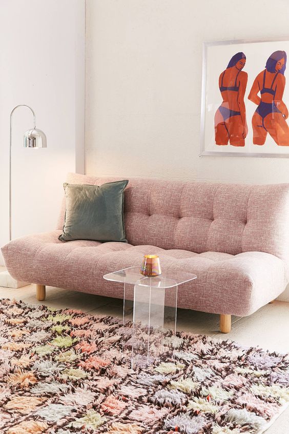 Decoração com sofá cama na sala de estar