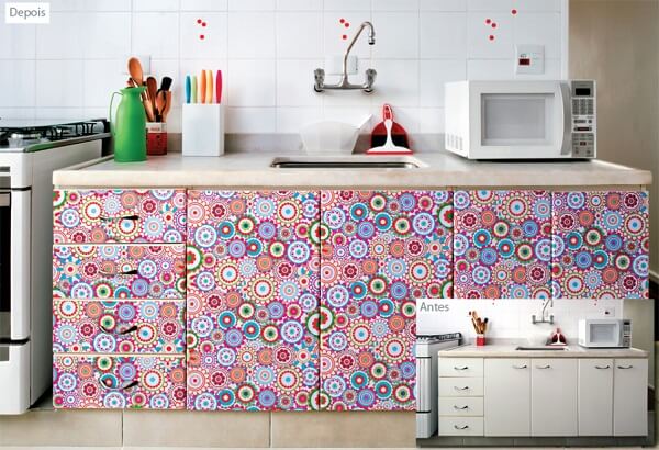 Adesivo para armario de cozinha colorido
