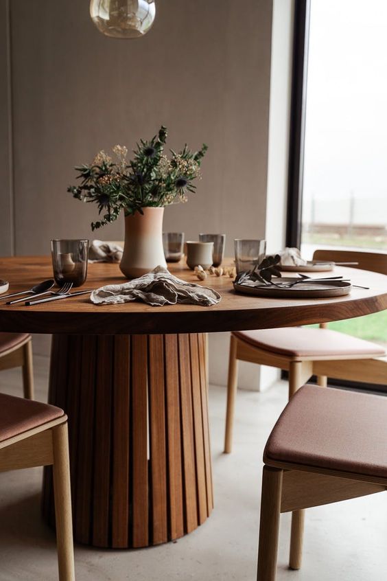 Base para mesa de jantar redonda de madeira