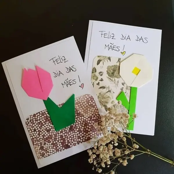 Ideias para o dia das mães: crie um lindo cartão para o dia das mães. Fonte: Papel Dobrado