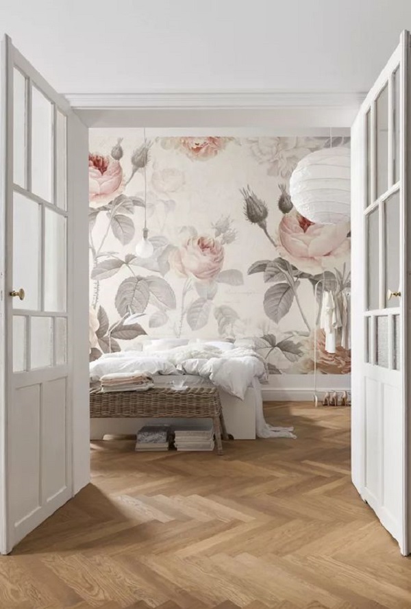 Papel de parede de flores para quarto moderno