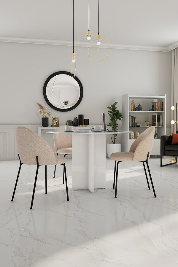 Salas de estar e jantar decoradas com estilo minimalista Foto TokEStok