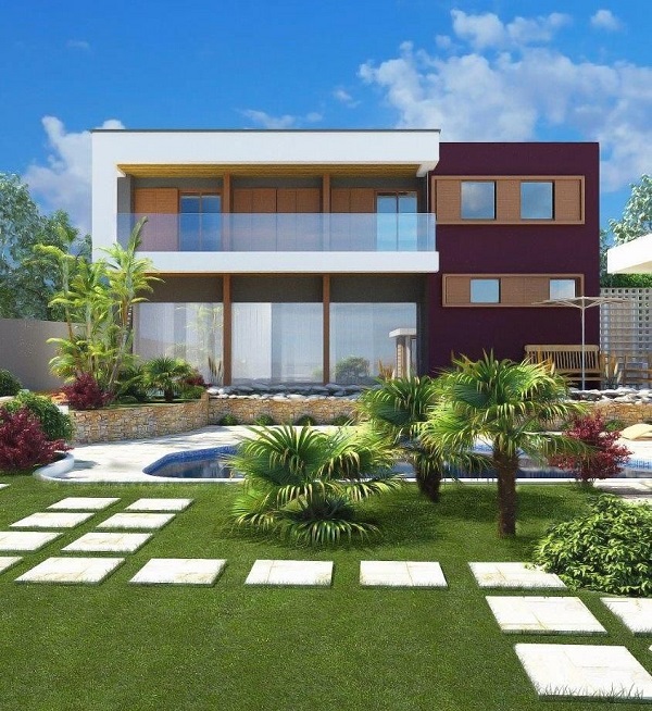 Casas rústicas modernas com jardim e piscina