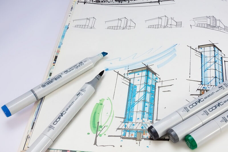 Qual a diferença entre arquiteto e engenheiro civil: o arquiteto alem de dominar a geometria, deve ter boa habilidade para desenhar e noção espacial. Fonte: Pixabay