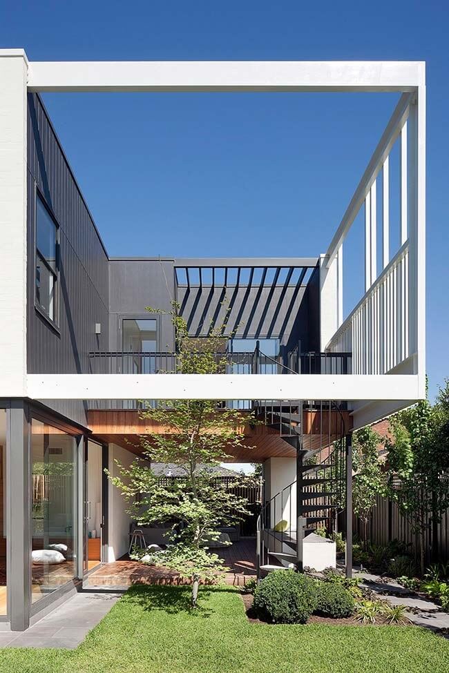 Projetos modernos com fachada cinza