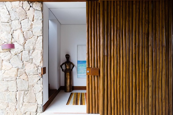 Bambu Ornamental na porta