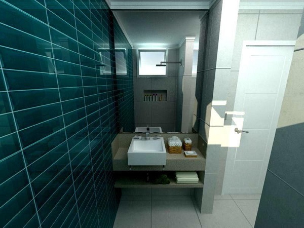 Banheiro moderno com porcelanato acetinado